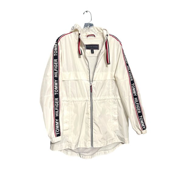 Tommy Hilfiger Womens White Hooded Windbreaker Jacket Medium - Picture 7 of 7